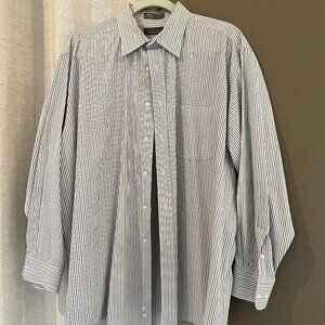 Men's Brown & Black Claybrooke Long Sleeve Button Down Shirt, Size 17, 32/33